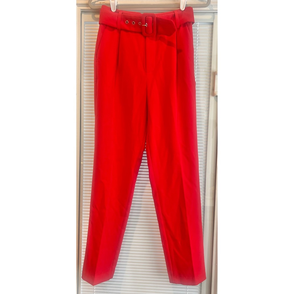 NWT Lulu's Red Belted Pleated Trouser Pants Women's Size Small